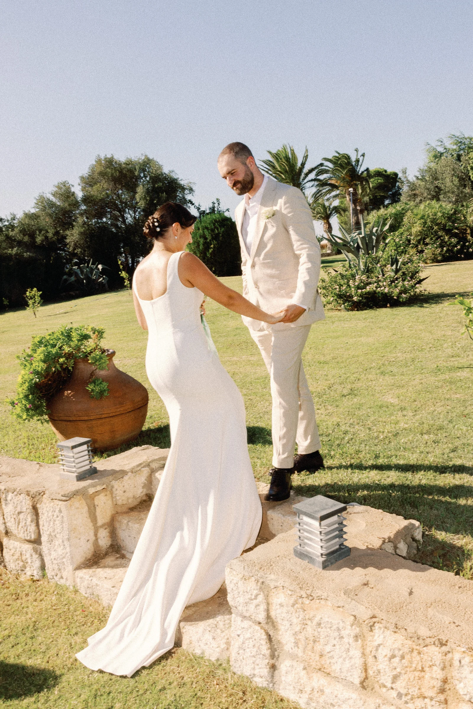 Bride and groom at Maya Bistro Hotel Beach – Seferihisar Turkey wedding