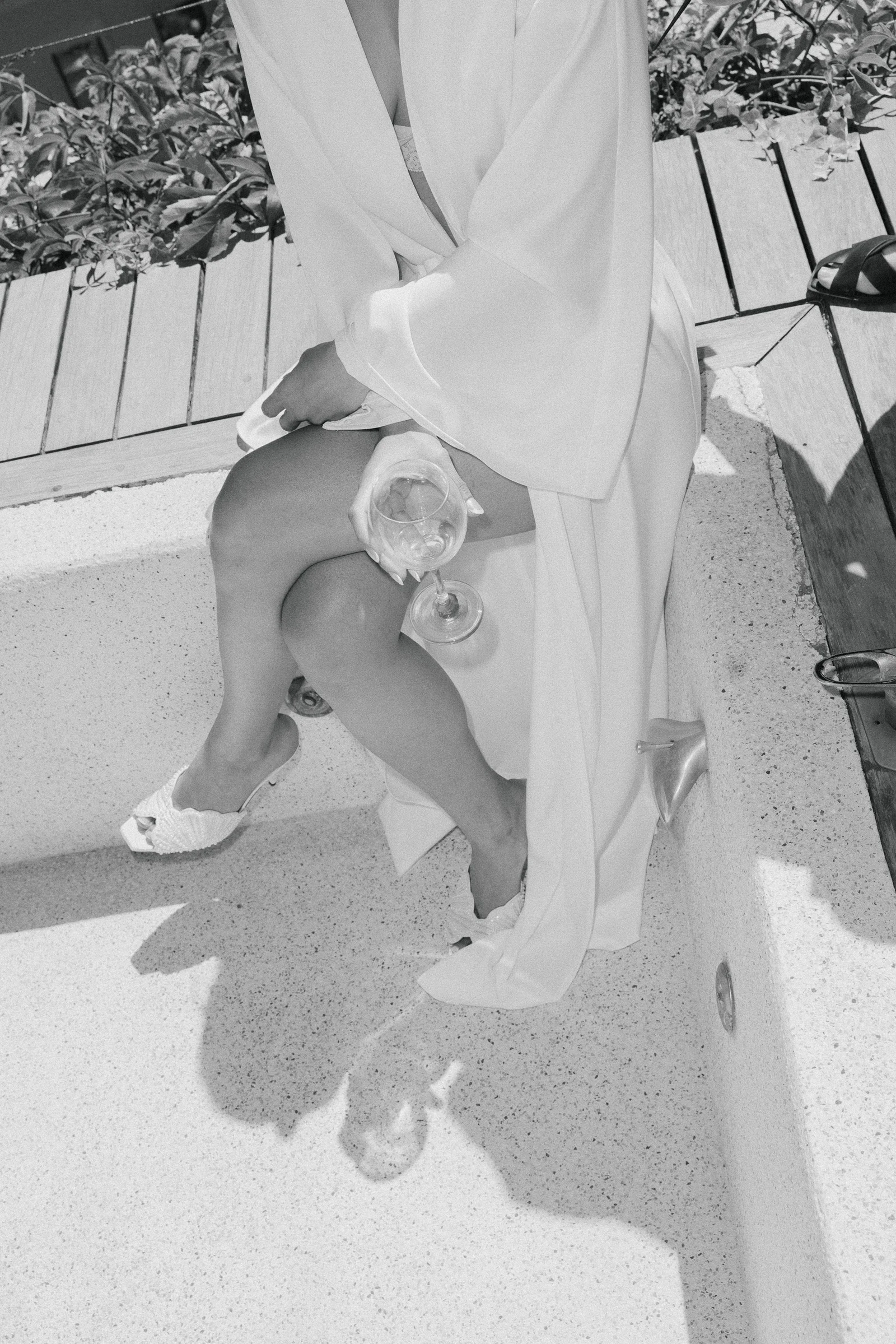 Bride and flowing robe in black and white, The Marmara Bodrum