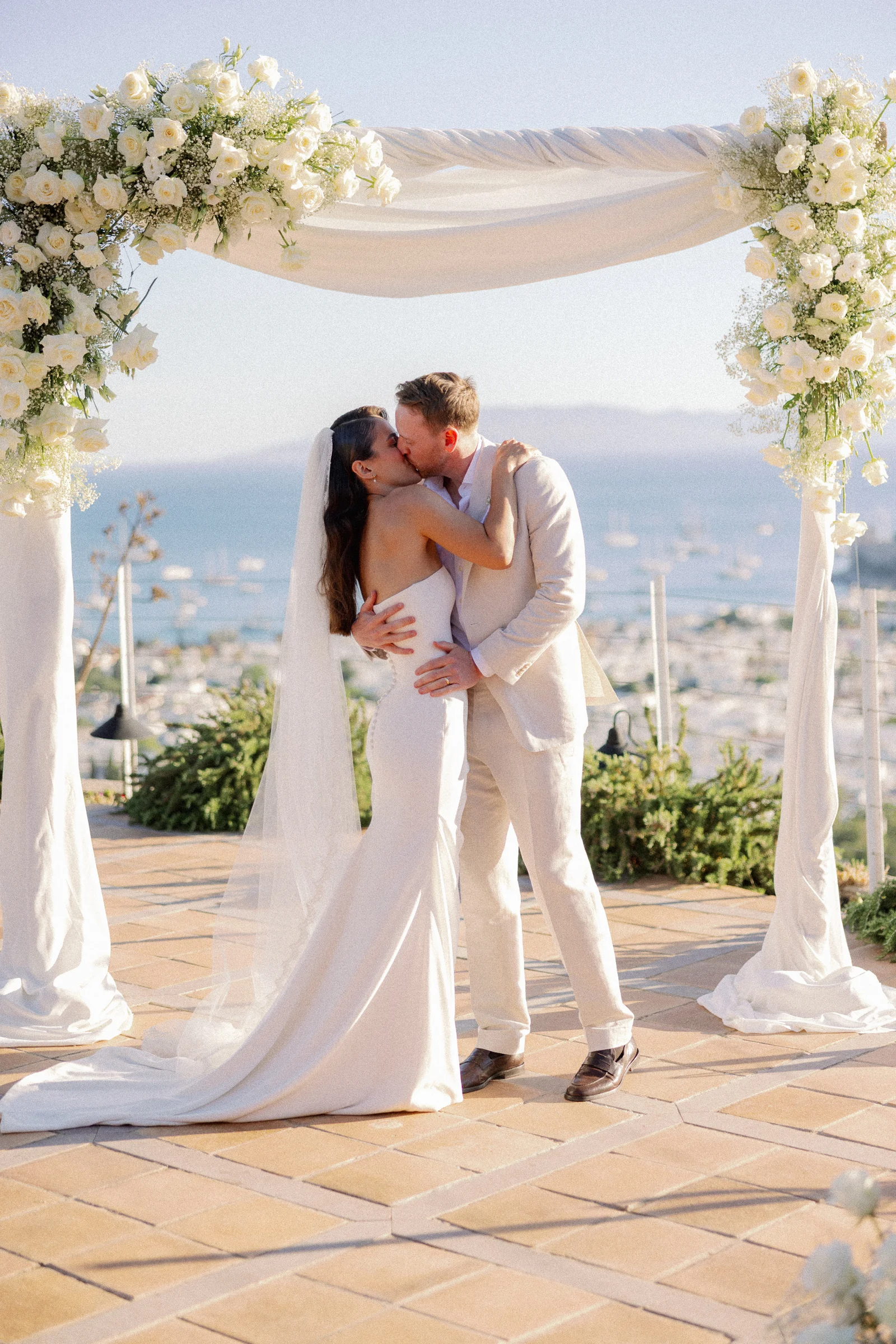 First kiss under the floral arch, The Marmara Bodrum
