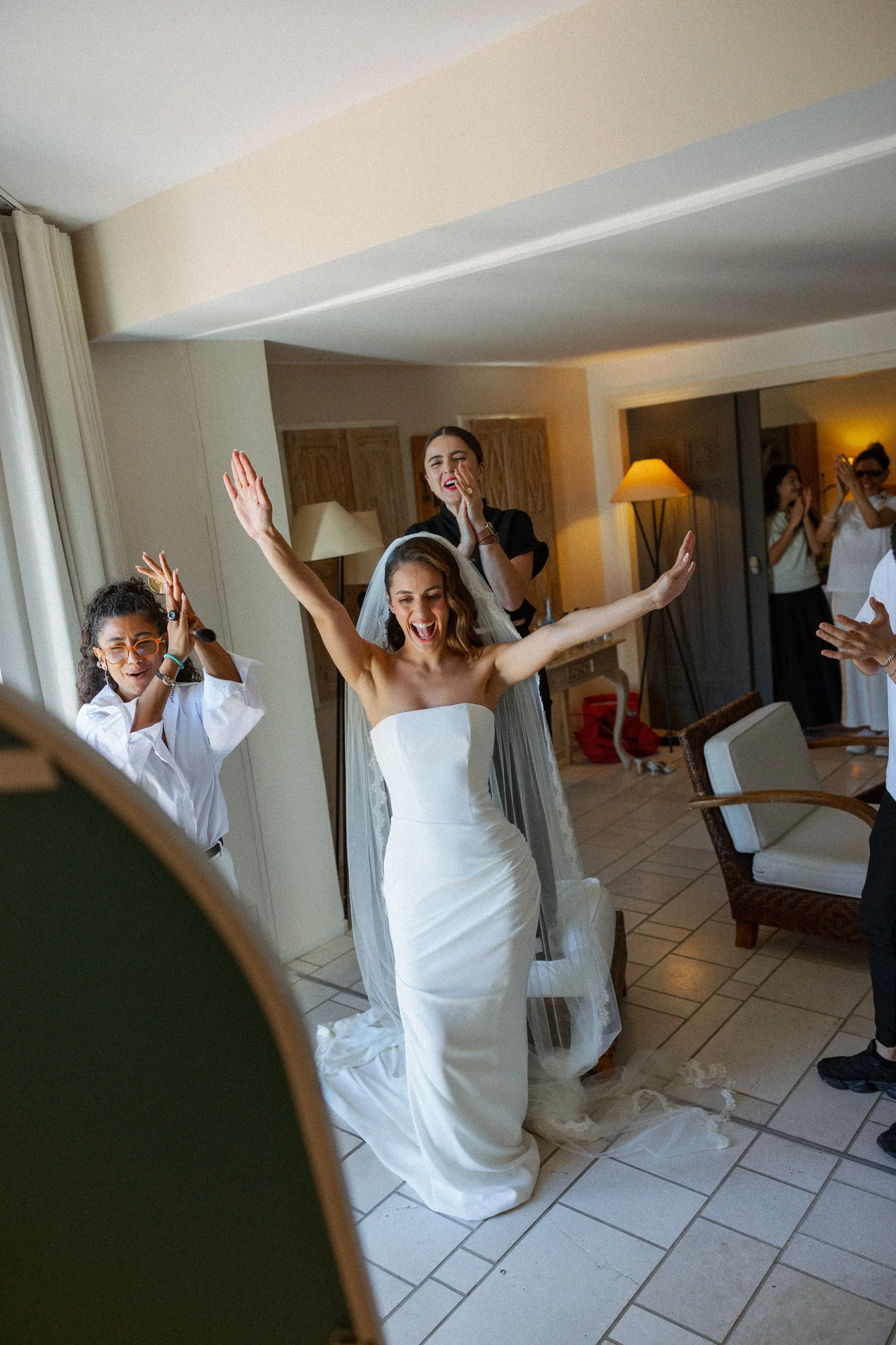 Bride in her gown and her family reacting, The Marmara Bodrum