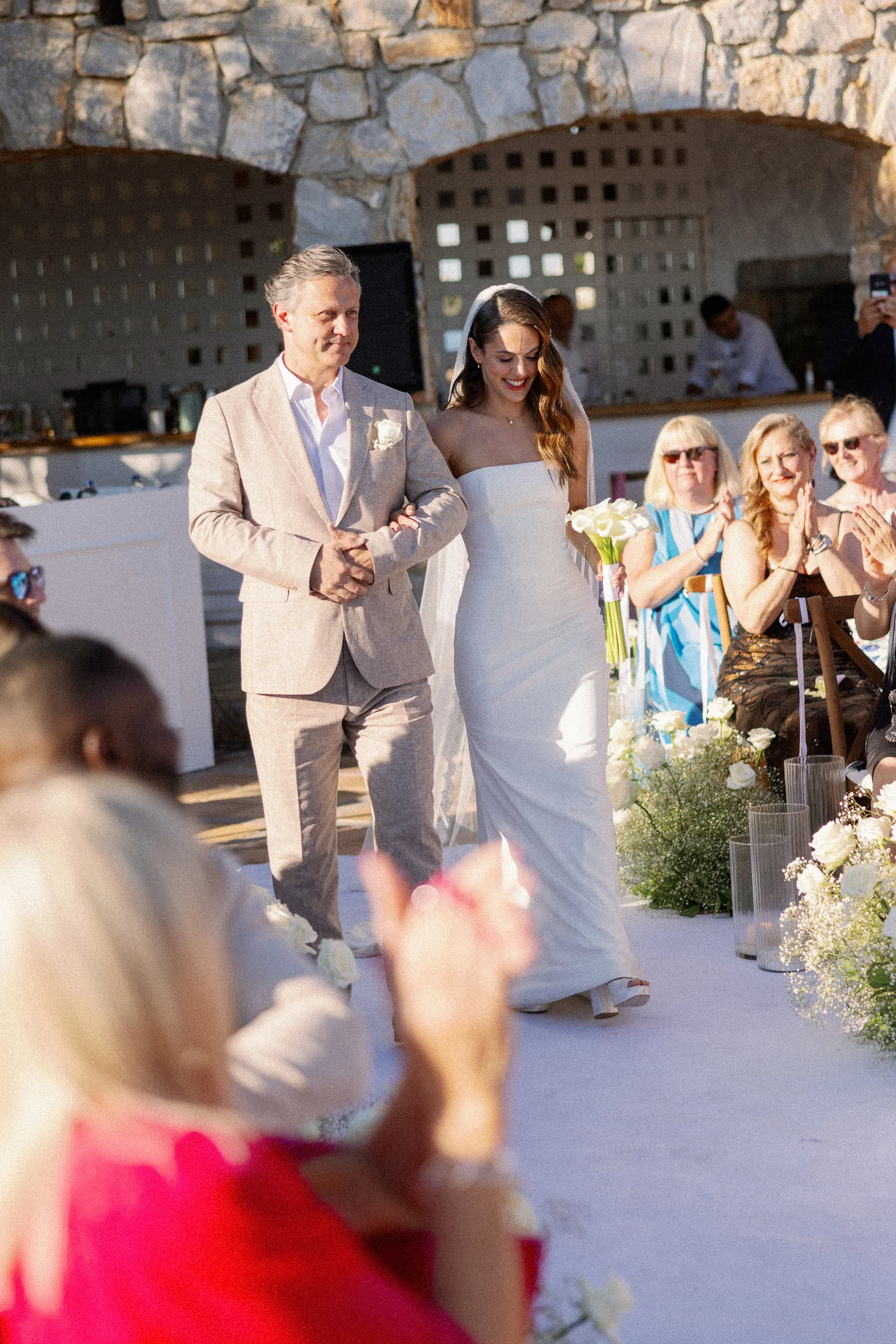 Bride walking down the aisle with her father, The Marmara Bodrum