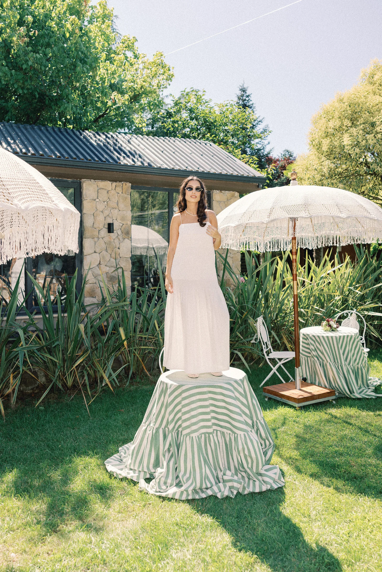 Bride outside the stone building at Kalea Place Beykoz